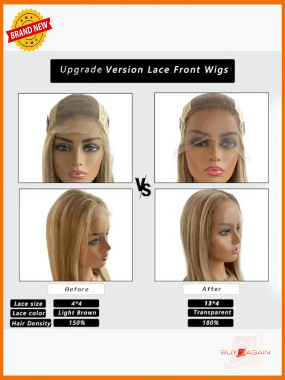13x4 HD Lace Front Human Hair Wig Straight 150% Density Pre Plucked Baby Hair